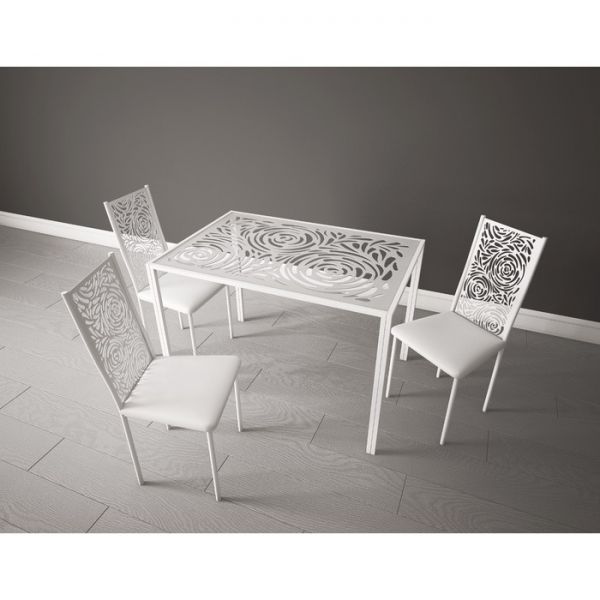 Обеденный стол «Роза», 1075 ? 700 ? 765 мм, металл коричневый, стекло, рисунок роза