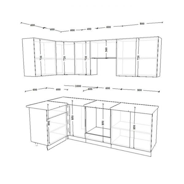 Кухонный гарнитур 16 ЛОФТ Серый/Рустик натур/Бетон темный/Дуб бунратти 2400х1200