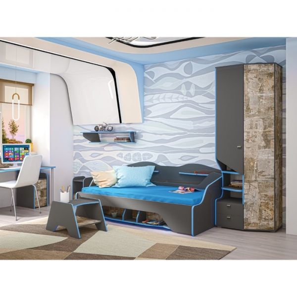 Тумба прикроватная Индиго 13.86, 300х353х503, Темно-серый/Граффити