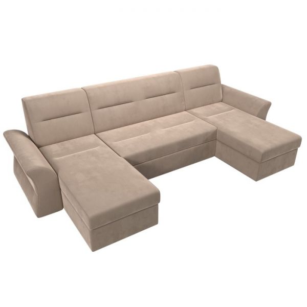 П-образный диван «Клайд», механизм дельфин, велюр, цвет бежевый
