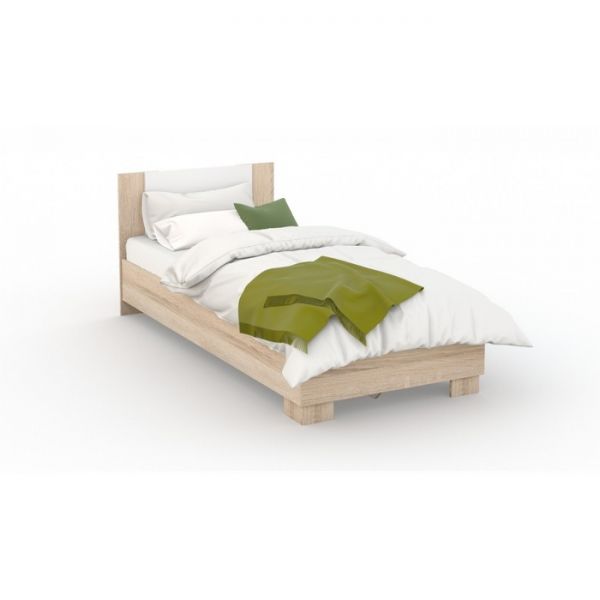 Кровать «Аврора» без ПМ, 90 ? 200 см, со встроенным основанием, цвет сонома / белый