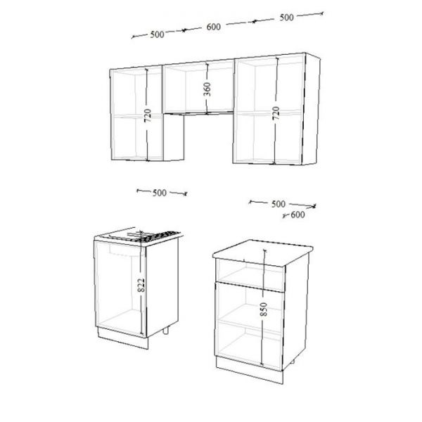 Кухонный гарнитур 27 ЛОФТ Серый/Рустик натур/Бетон темный/Дуб бунратти 1600х600