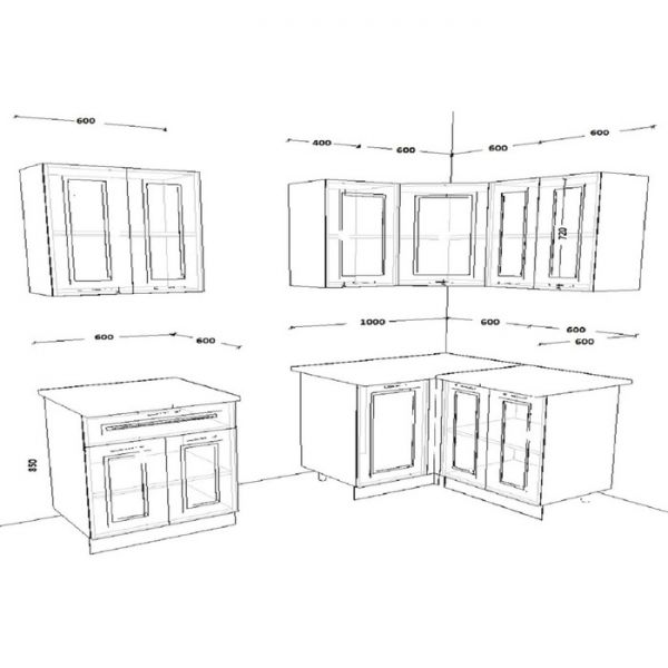 Кухонный гарнитур Гарнитур 8 Белый Вегас 1600х1200 Белый
