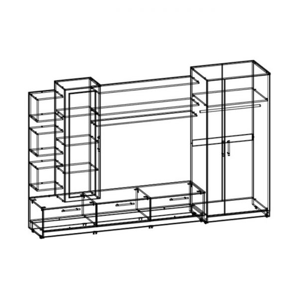 Гостиная Марта-8, 1920х2500х500, Венге/Дуб молочный