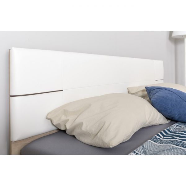 Кровать двуспальная с основанием и ПМ Лея 11.32, 1680х2052х910, Дуб Эндгрейн/Миндаль