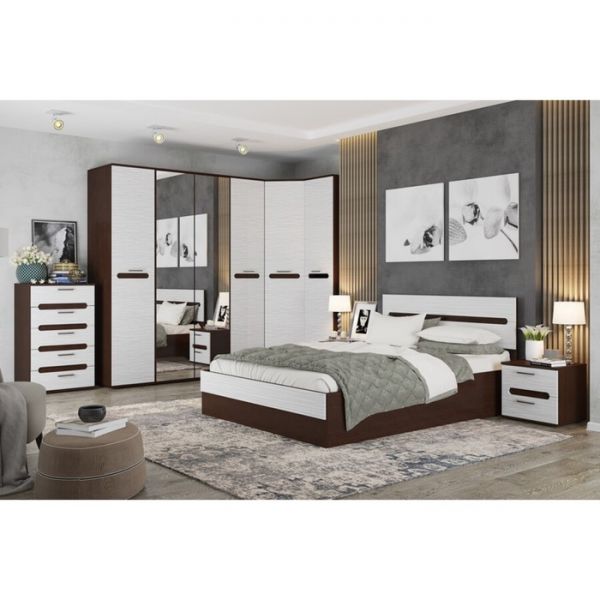 Комод МИШЕЛЬ 902х450х931 венге цаво/МДФ белый страйп