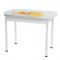 Стол раздвижной с фп Лайм 2 1100/1500х700х777 стол. Стекл./Пояс белый/прямые ноги