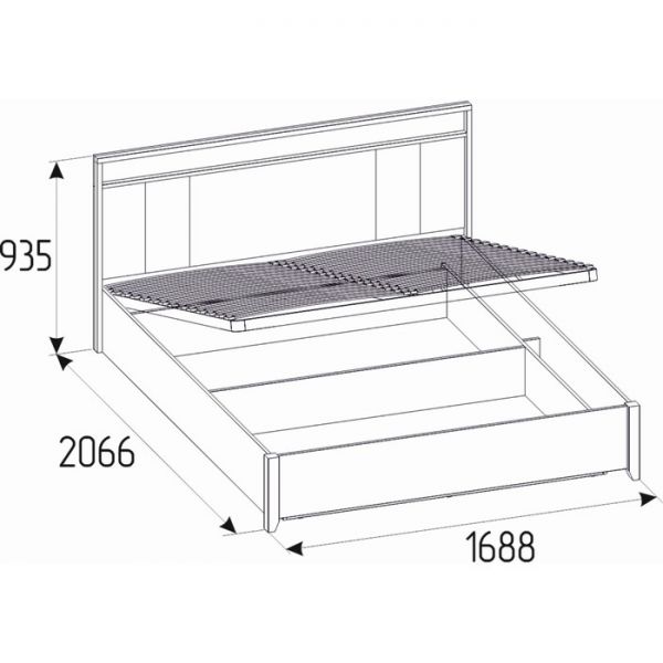 Кровать Nature 308 с подъёмным механизмом, 1400 ? 2000 мм, цвет дуб табачный сraft /чёрный
