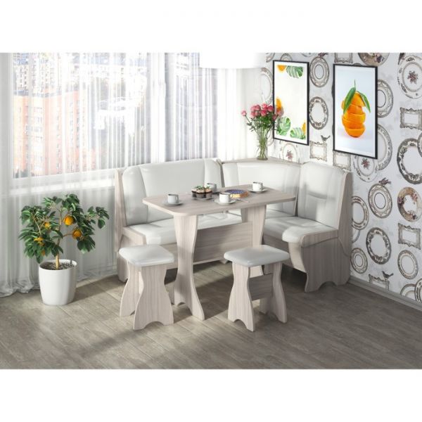 Кухонный уголок Орхидея  1500х1100х840 Ясень шимо светлый/Милк