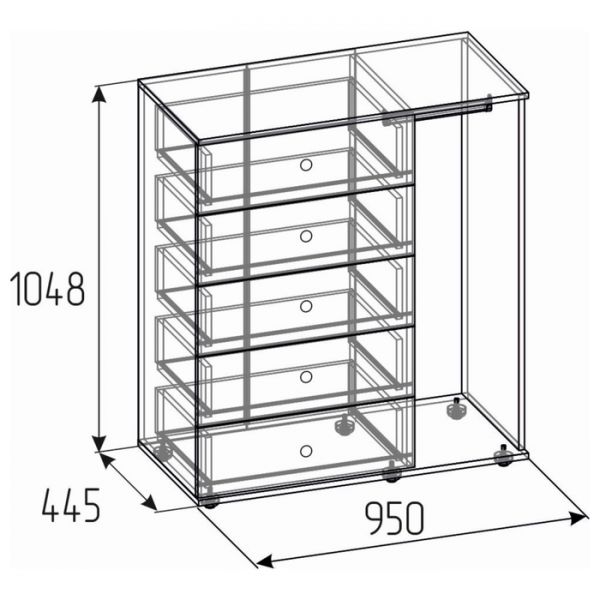 Комод «Лойс 87», 950 ? 445 ? 1048 мм, цвет дуб золотистый / белый / графит