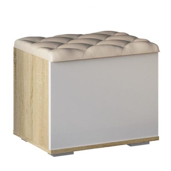 Пуф Белладжио 502х370х435 сонома/белый глянец