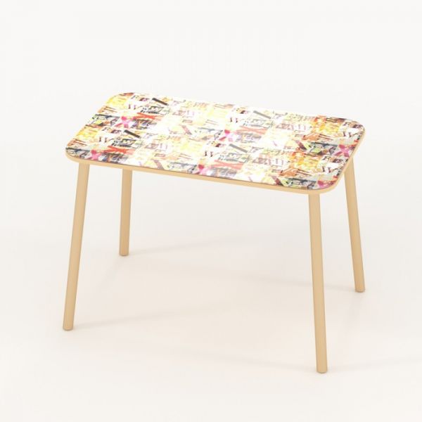 Обеденный стол Stalker, 1030 ? 640 ? 750 мм, стекло, ножки белые F3, фотопечать шрифт