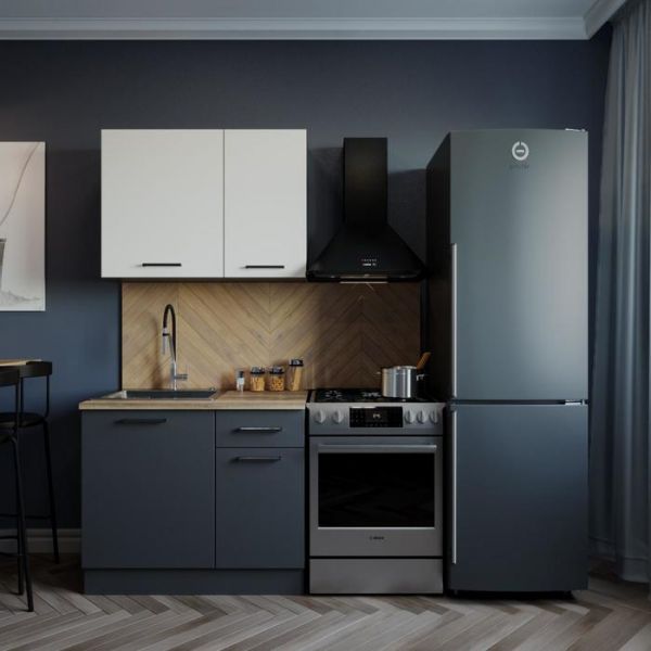 Кухня Вегас 1032х600 Антрацит/ Дуб Вотан/ Жемчуг,Антрацид    575242