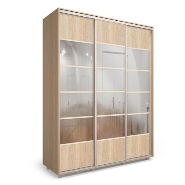 Шкаф-купе Стильный зелкало+ЛДСП Дуб сонома/Белый/Венге светлый 2100х600х2300