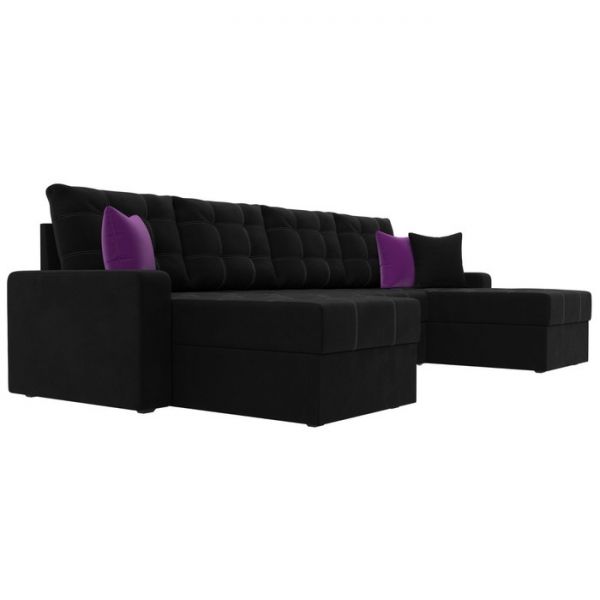 П-образный диван «Ливерпуль», механизм дельфин, микровельвет, цвет бежевый