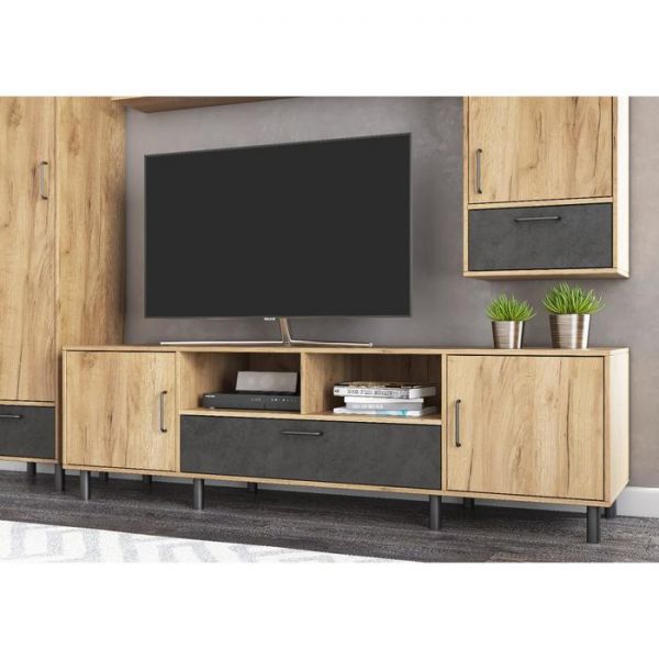 Тумба ЛОФТ для ТВ-21  2000х550х590 Дуб Бунратти/ Малави