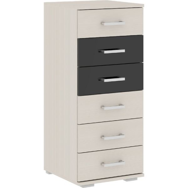 Комод Сити 40-1 990х400х410 Сосна карелия /Черный Глянец