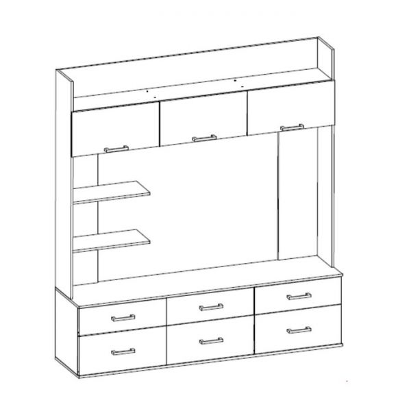 Шкаф для ТВА Сити 30 1950х1802х414 Сосна карелия /Черный Глянец
