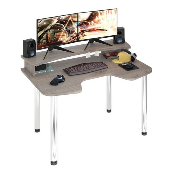 Стол СКЛ-Игр140МО с надстройкой, 1400 ? 900 ? 950 мм, цвет белый жемчуг