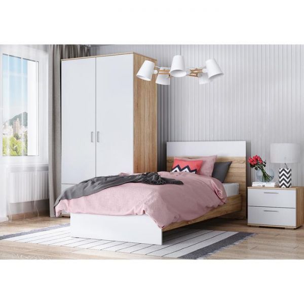 Кровать ЛАЙТ 900х2000 Белый/корпус Дуб Сонома