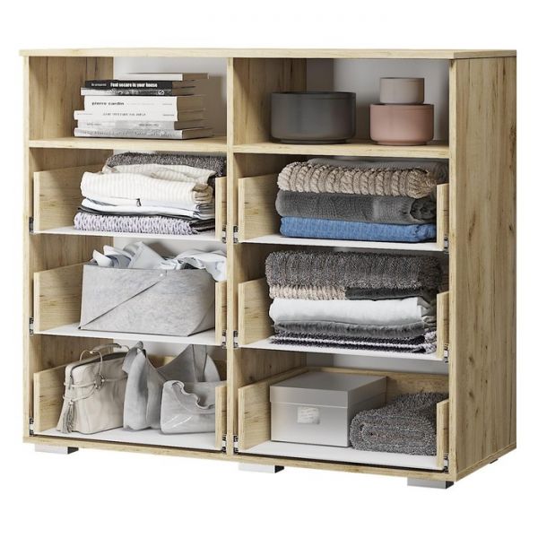 Комод Азаро 1102х460х972 Крафт/белый глянец