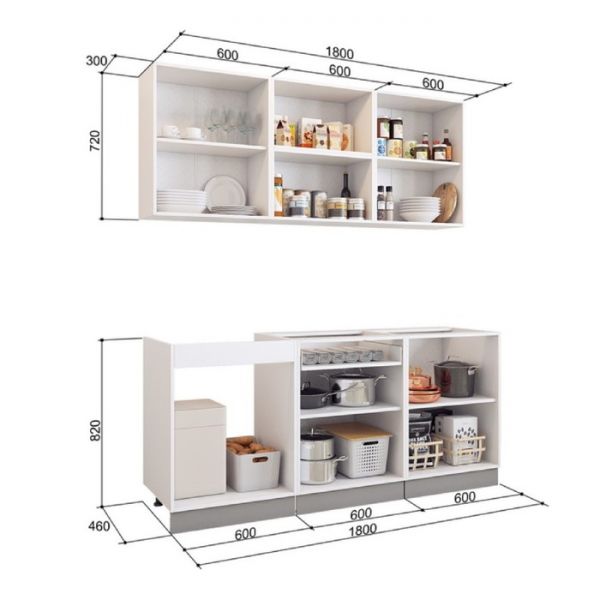 Кухонный гарнитур Стоун 1800х600 белый/грей софттач/палисандр