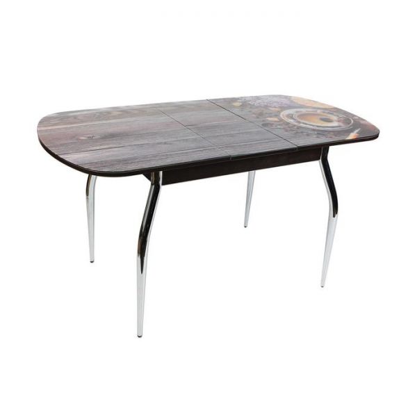 Обеденный стол «Голд», раздвижной, стекло, вставка бабочка, подстолье венге, ветка вишни