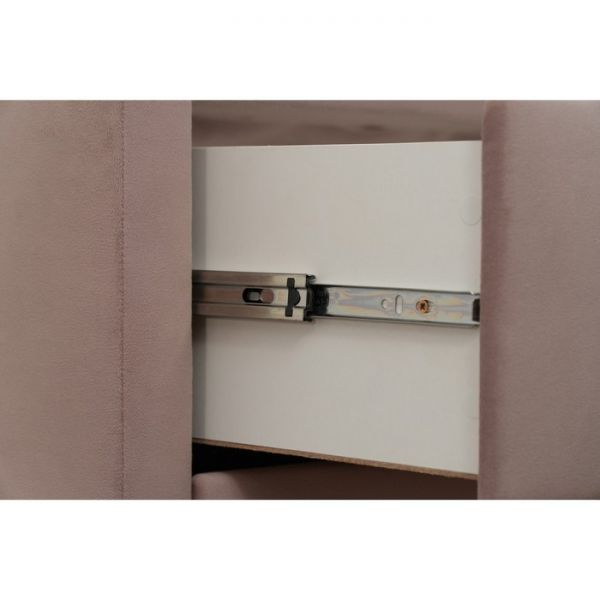 Тумба «Алеро», 2 ящика, прозрачное стекло, велюр velutto 11, цвет розовый