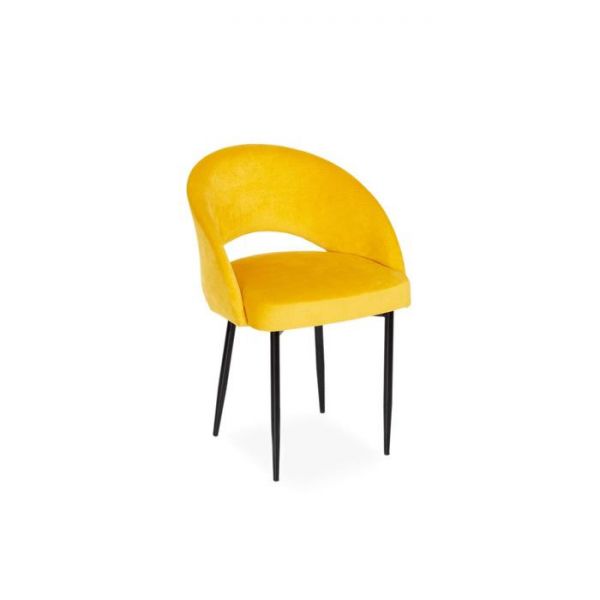 Стул Мирелла Аврора 09 желтый велюр/ Лайт металл  Черный глянец