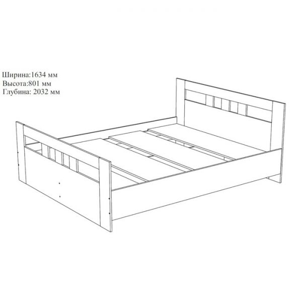 Кровать Сопрано с основанием с/м 1600х2000, Анкор светлый