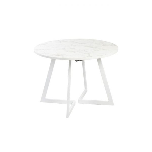 Стол РИМ D-1050/1500х1050х760 Мрамор Белый/Опора Гермес белая глянцевая