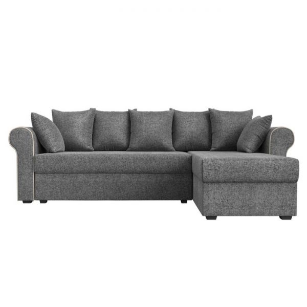 Угловой диван «Рейн», механизм еврокнижка, угол правый, рогожка, цвет серый / кант бежевый