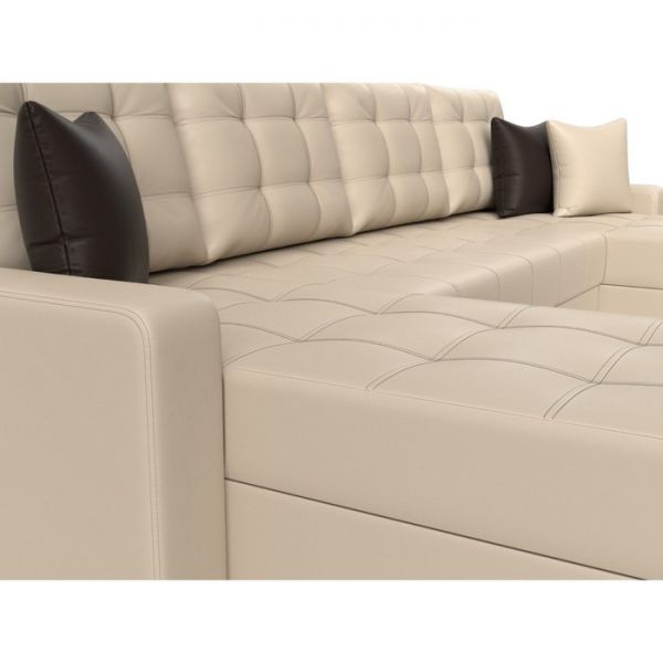 П-образный диван «Ливерпуль», механизм дельфин, экокожа, цвет бежевый