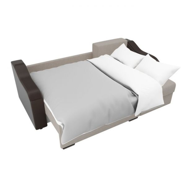 Угловой диван «Монако», механизм еврокнижка, рогожка, цвет бежевый / коричневый