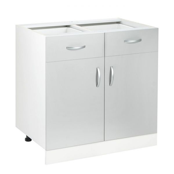 Шкаф напольный с 2 ящиками Мальма 800х580х820 Светло-серый/Белый