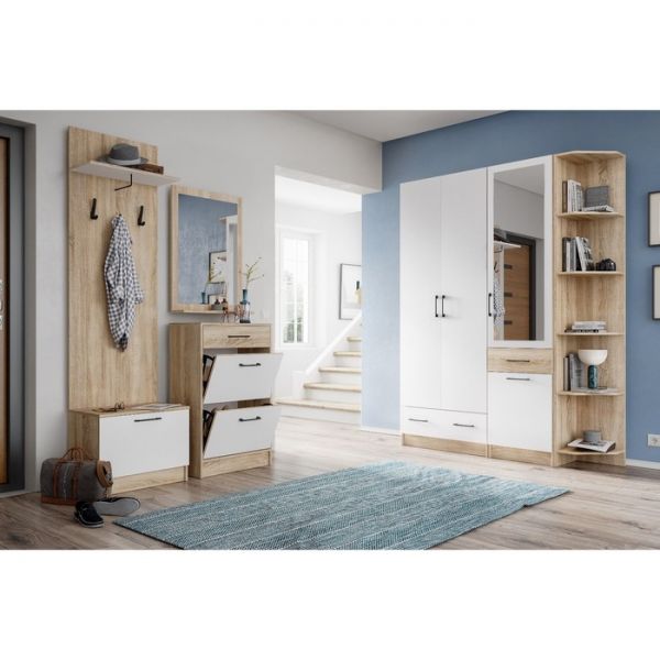 Пенал с пуфиком Денвер 400х380х2150 дуб сонома/Белый