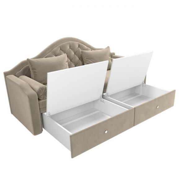 Прямой детский диван «Сойер», механизм выкатной, микровельвет, цвет бежевый