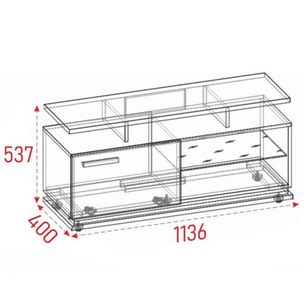 Тумба ТВ малая Nature 333, 1136 ? 400 ? 537 мм, цвет гаскон пайн / чёрный