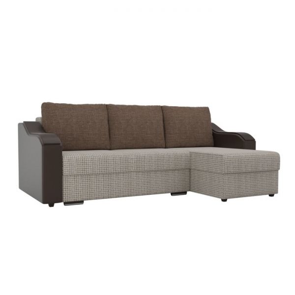 Угловой диван «Монако», механизм еврокнижка, рогожка, цвет бежевый / коричневый