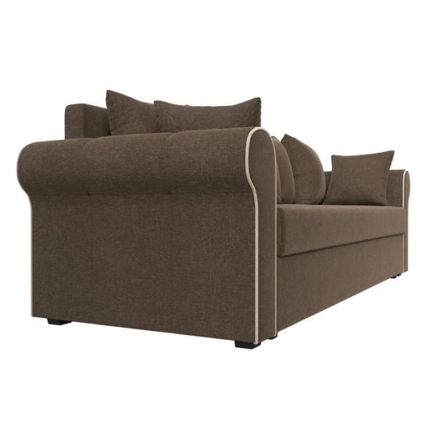 Прямой диван «Рейн», механизм еврокнижка, рогожка, цвет бежевый / кант коричневый