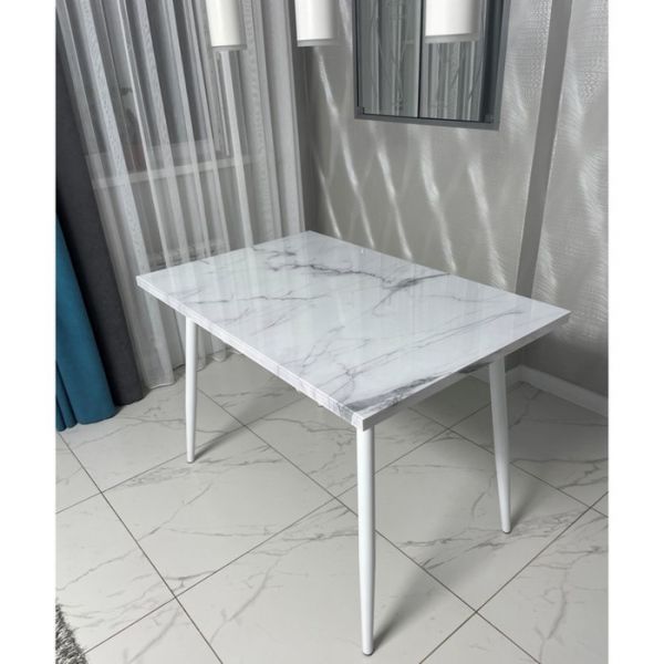 Обеденный стол «Конус 2», 1100(1500) ? 700 ? 750 мм, оптивайт, цвет белый мрамор