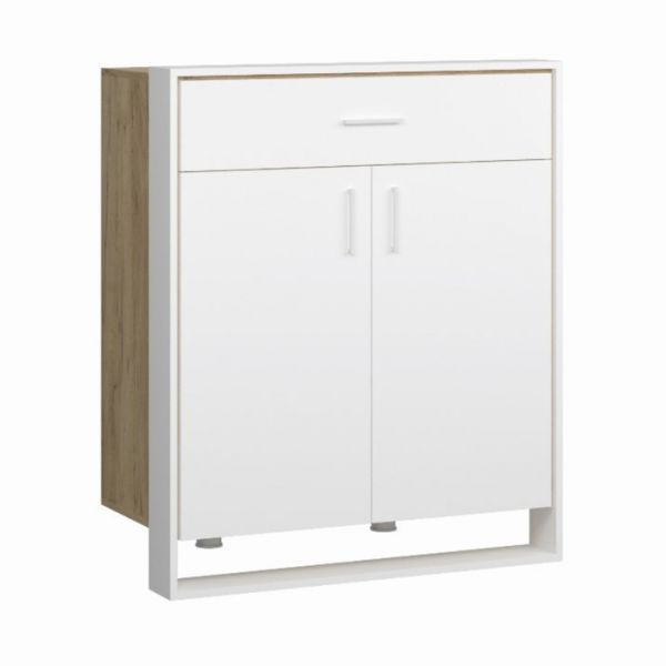 Комод 1 ящик Брайт 932х446х1100 дуб крафт золотой/белый