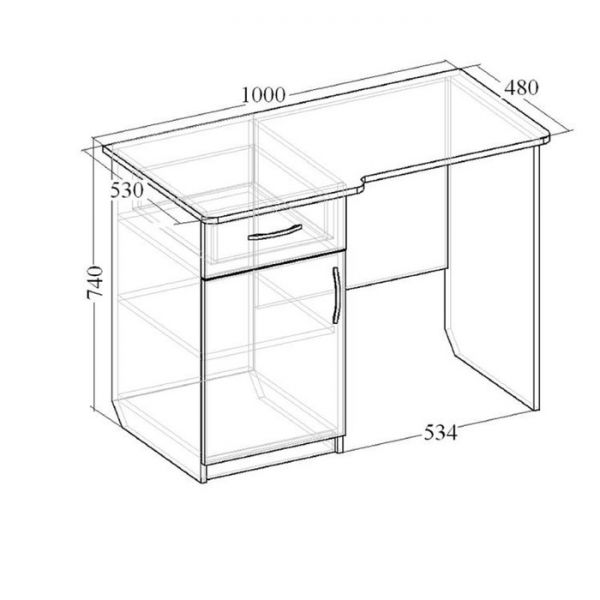 Стол туалетный «Венеция 3» с ящиком, дверью и зеркало настенное, цвет итальянский орех