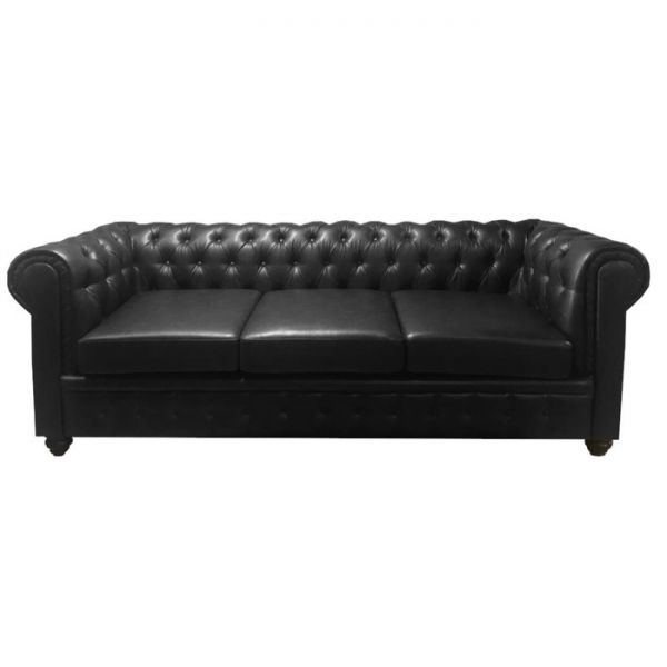 Диван "Честерфилд", 3х местный, экокожа темно-зеленая