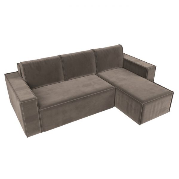 Угловой диван «Куба», механизм еврокнижка, велюр, цвет бежевый