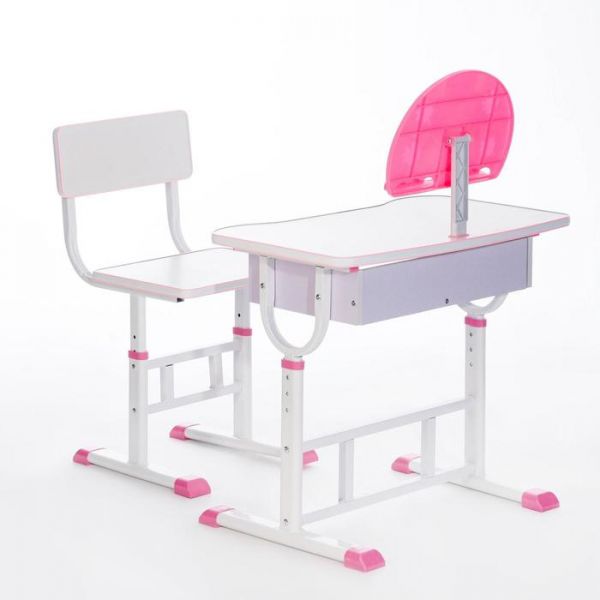 Растущая парта со стулом S03, розовая, ростовая группа №3-4