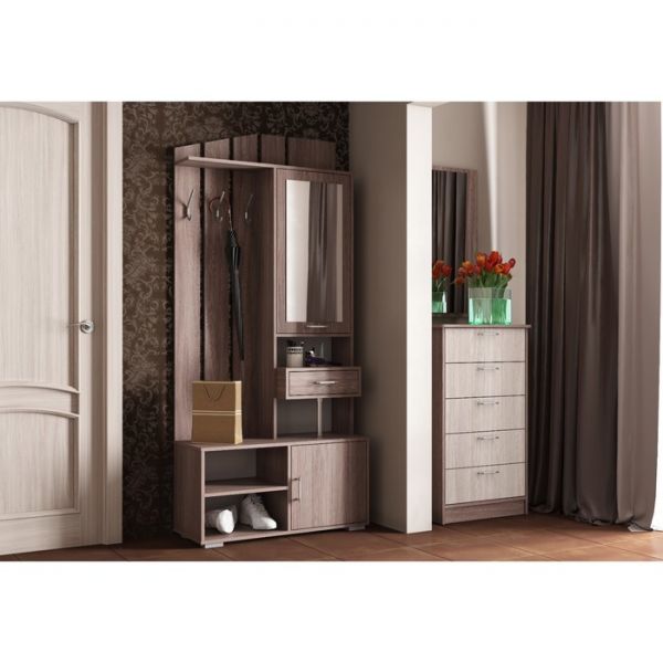 Прихожая с зеркалом ПР-5 1980х900х350 Ясень Шимо темный