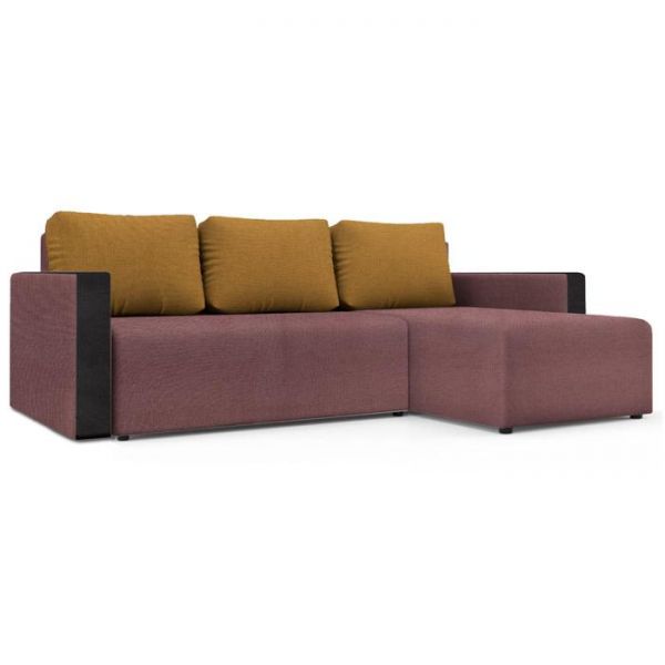 Угловой диван «Алиса 3», рогожка, цвет savana chocolate / savana camel / мarvel dark brown