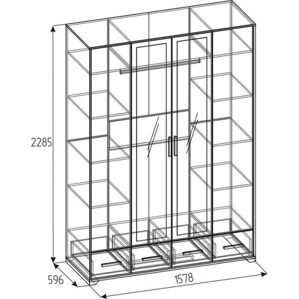 Шкаф для одежды и белья «Айрис 555», 1578 ? 596 ? 2285 мм, цвет белый / дуб золотистый