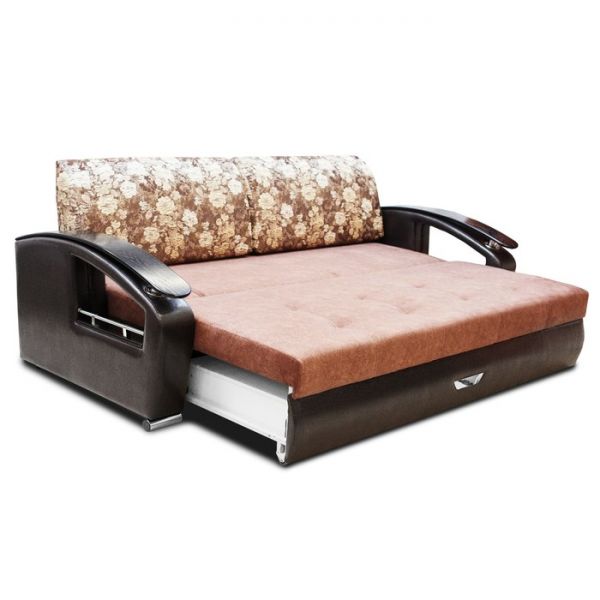 Диван прямой «Дубаи», ППУ, еврокнижка, цвет селфи 10 / скарлет браун / астор 536